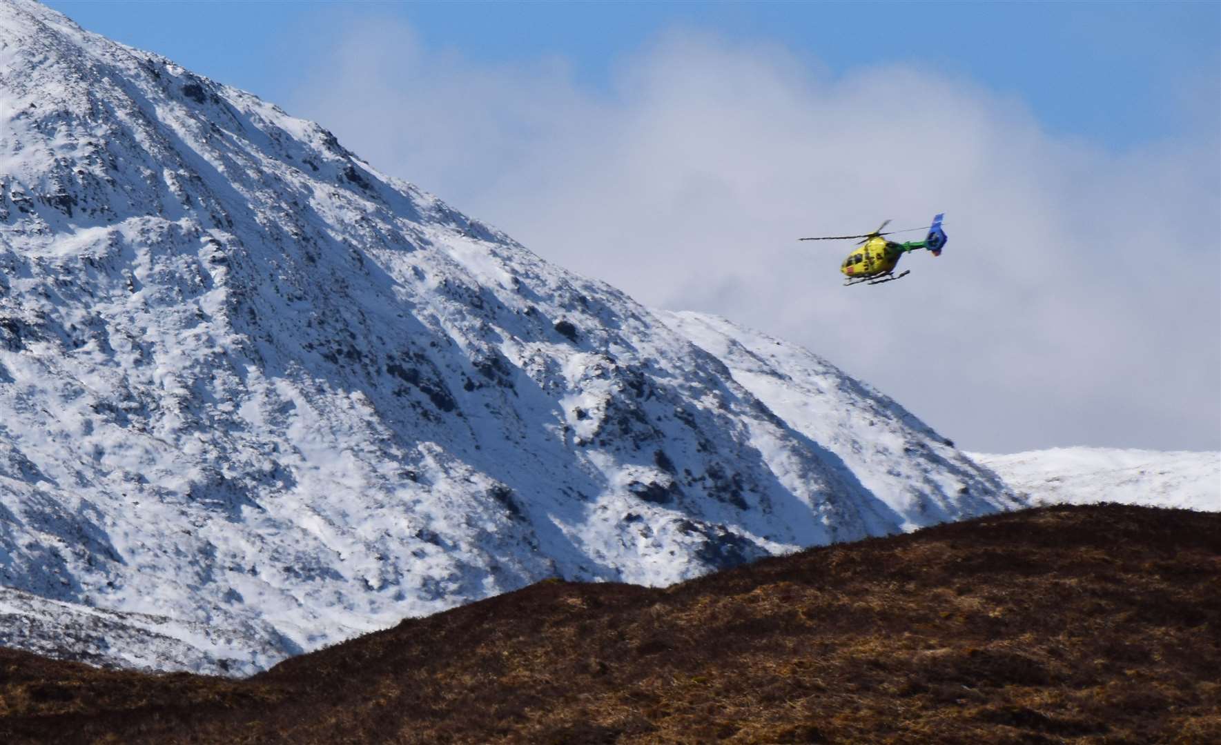 Scotland's Charity Air Ambulance in the skies above Glen Affric during Saturday's incident.