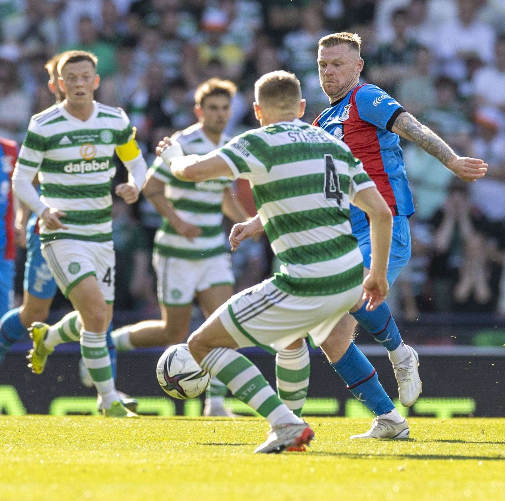 Celtic wear the same green and white hooped shirts as Buckie Thistle