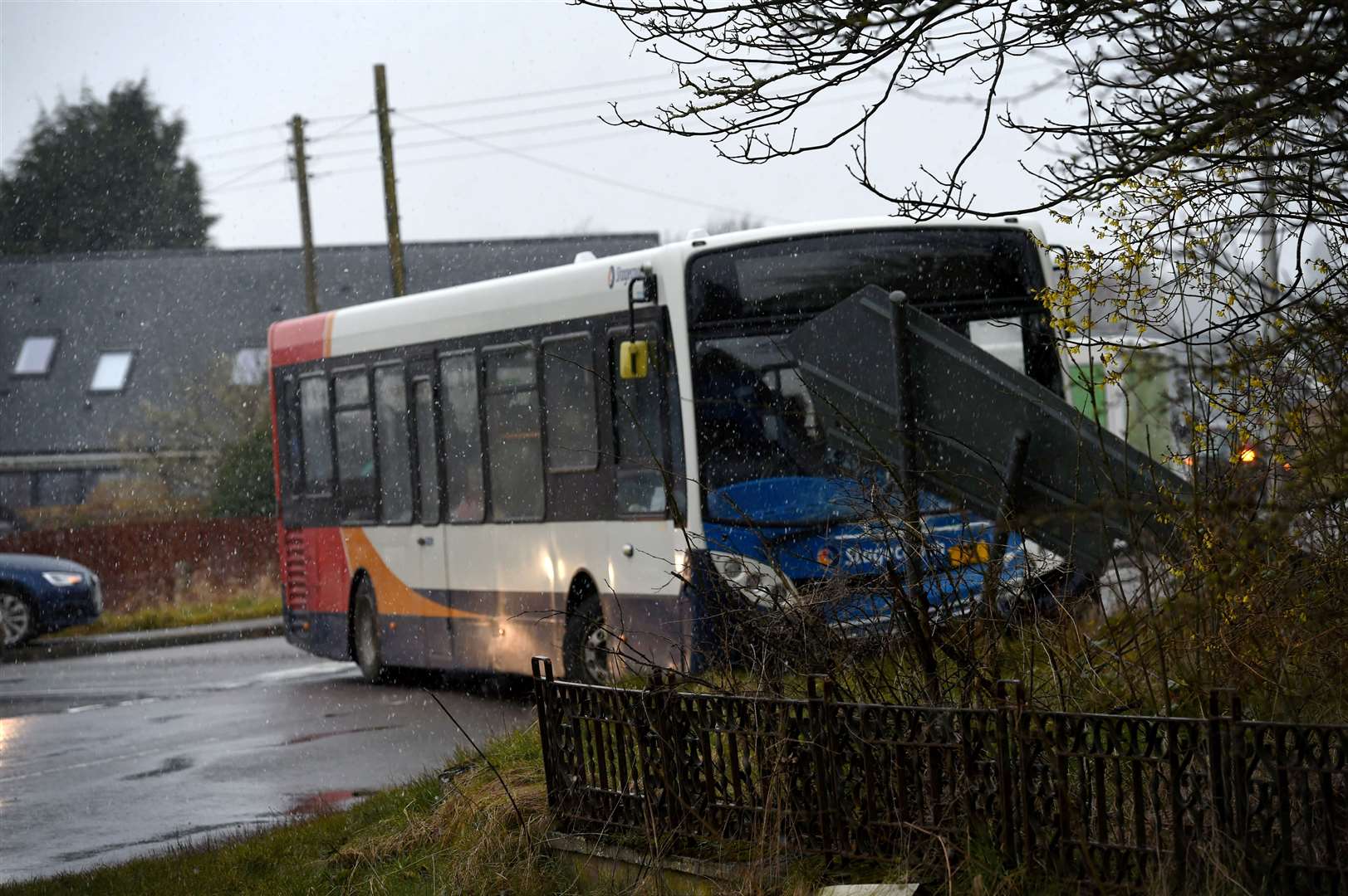 Bus and Asda delivery van collided at the junction on B9161 and the A832.
