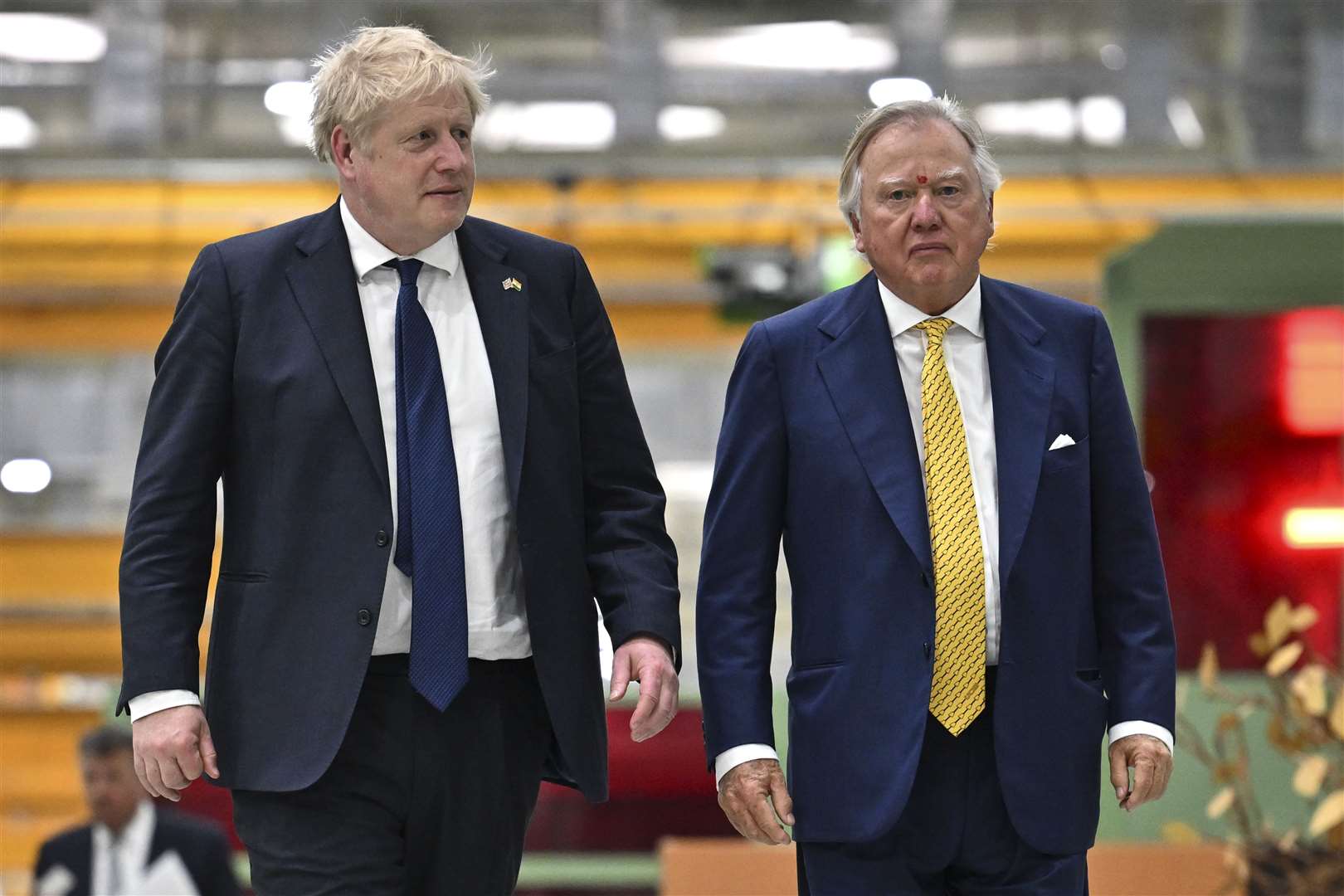 Boris Johnson with Lord Bamford (Ben Stansall/PA)