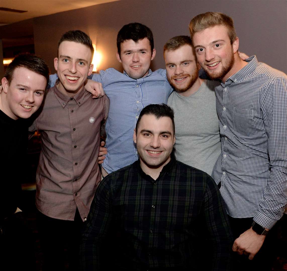 Grant Elder(centre) from Nairn enjoys his 22nd birthday with mates.
