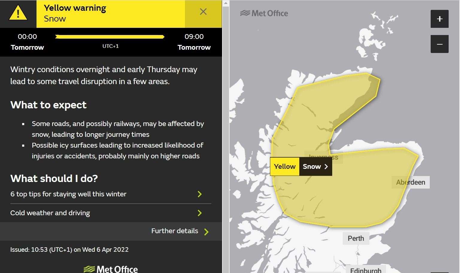 The weather warning.