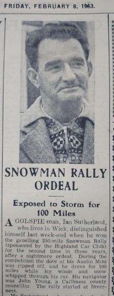 An excerpt from the Northern Times about the Snowman Rally in 1963.