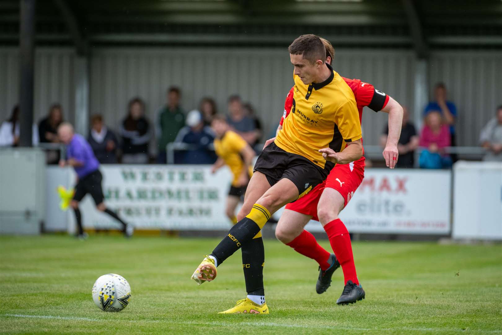Scott Davidson in action for Nairn County at the start of the season. Picture: Callum Mackay
