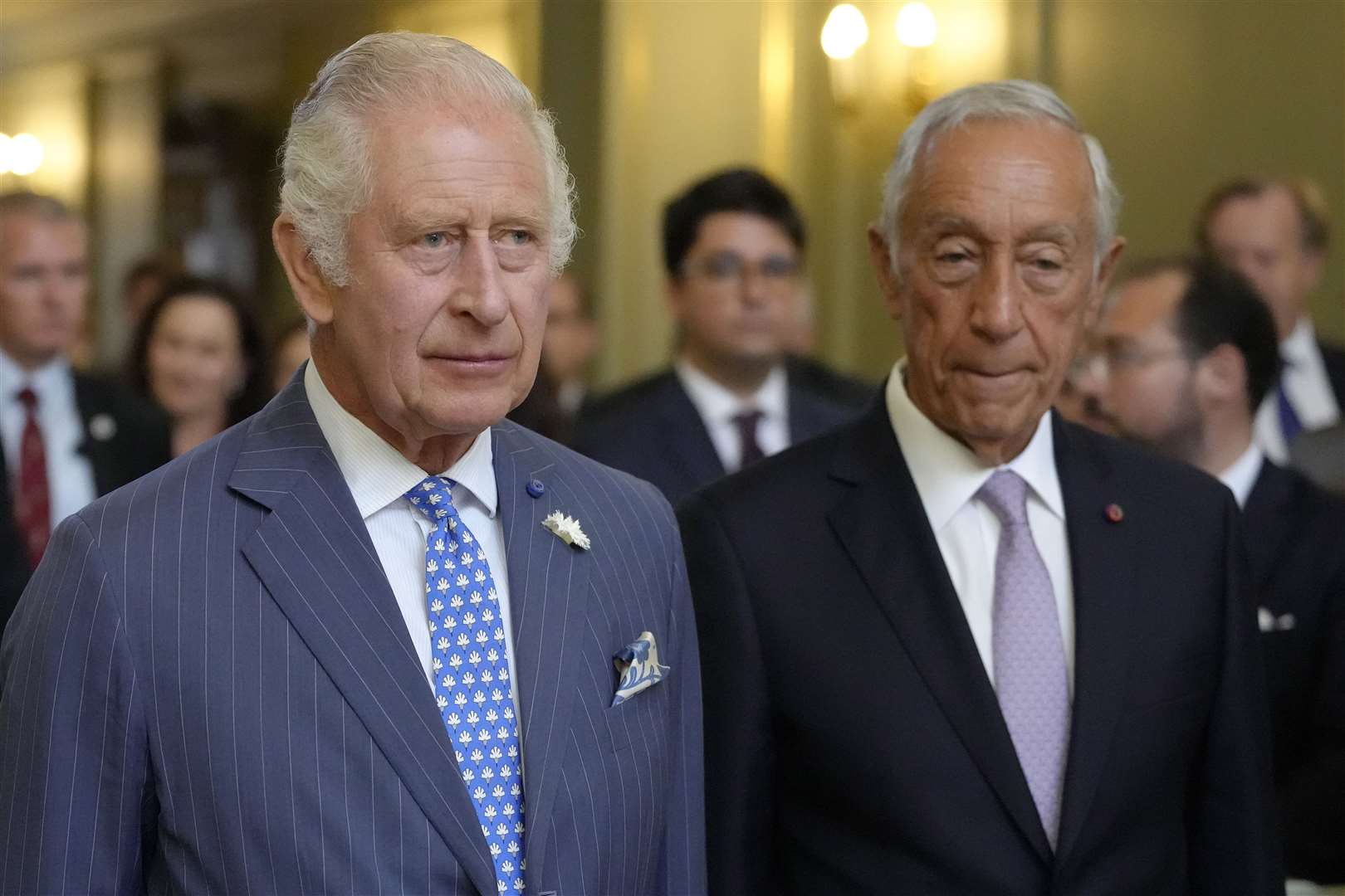 The King joins President of Portugal Marcelo Rebelo de Sousa for the service of thanksgiving (Kirsty Wigglesworth/PA)