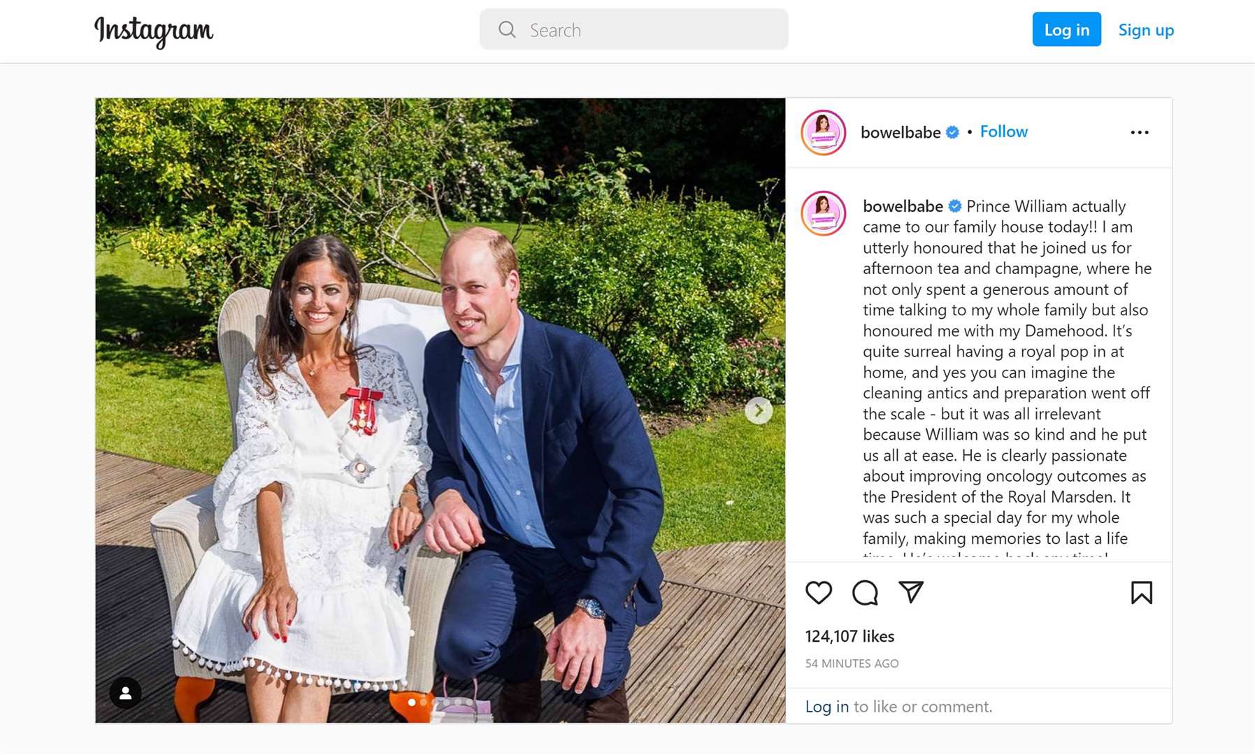 Deborah James posted pictures of William with herself and her family on Instagram after he made her a dame (Deborah James/bowelbabe/Instagram/PA)