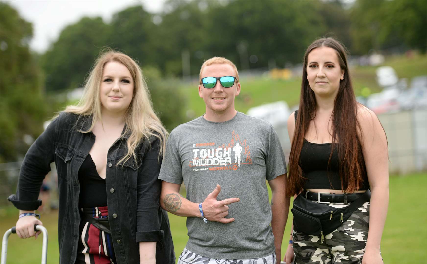 Belladrum arrival on Thursday morning....Courtney Wilkinson, Blair Vass and Olivia Clay...Picture: Callum Mackay. Image No. 044519.