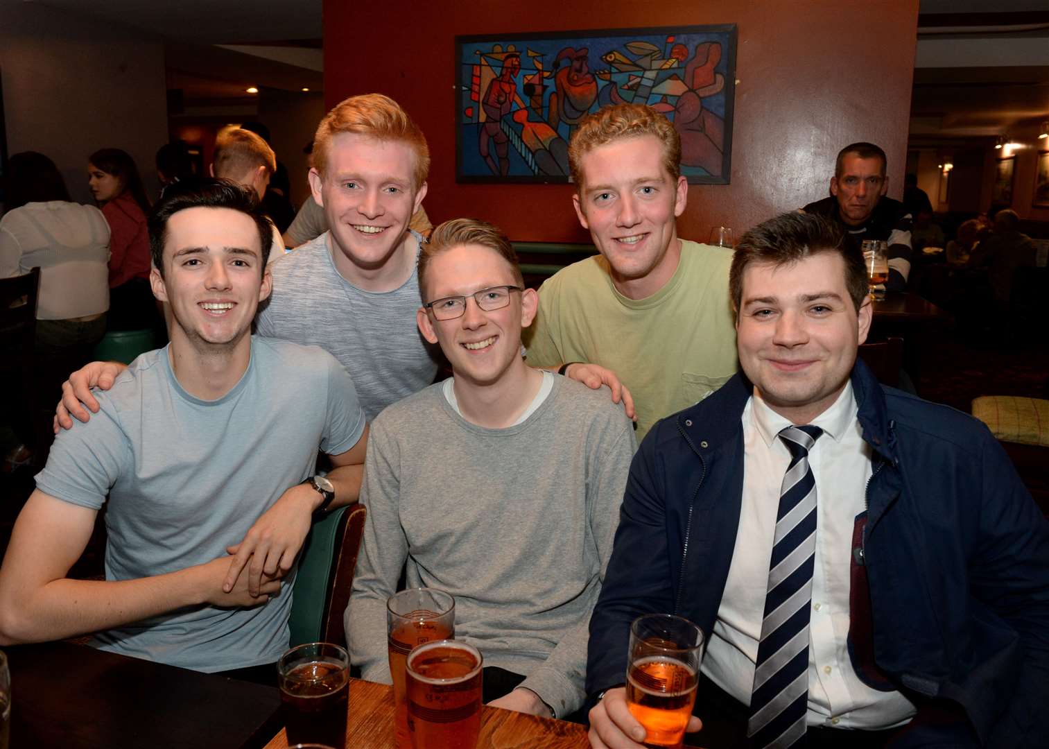 Reunion for(left)Ewen Kelly,Cammy Glasgow,Calum Fraser,Callum Smart and Emmet McDonald.