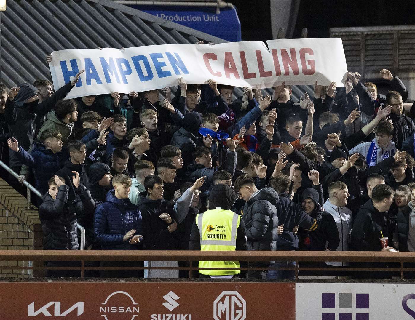 ICT fans displayed their banner “Hampden Calling” before the start of this season's quarter final against Kilmarnock. Picture: Ken Macpherson