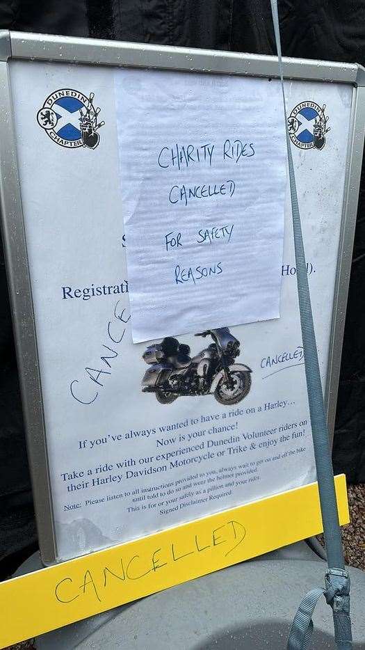 Sorry folks: the notice telling everyone the charity ride had to be cancelled today