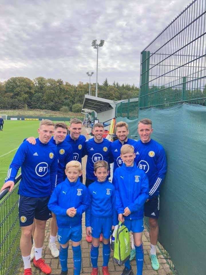 Scotland stars pictured with Caley Thistle youngsters two years ago.