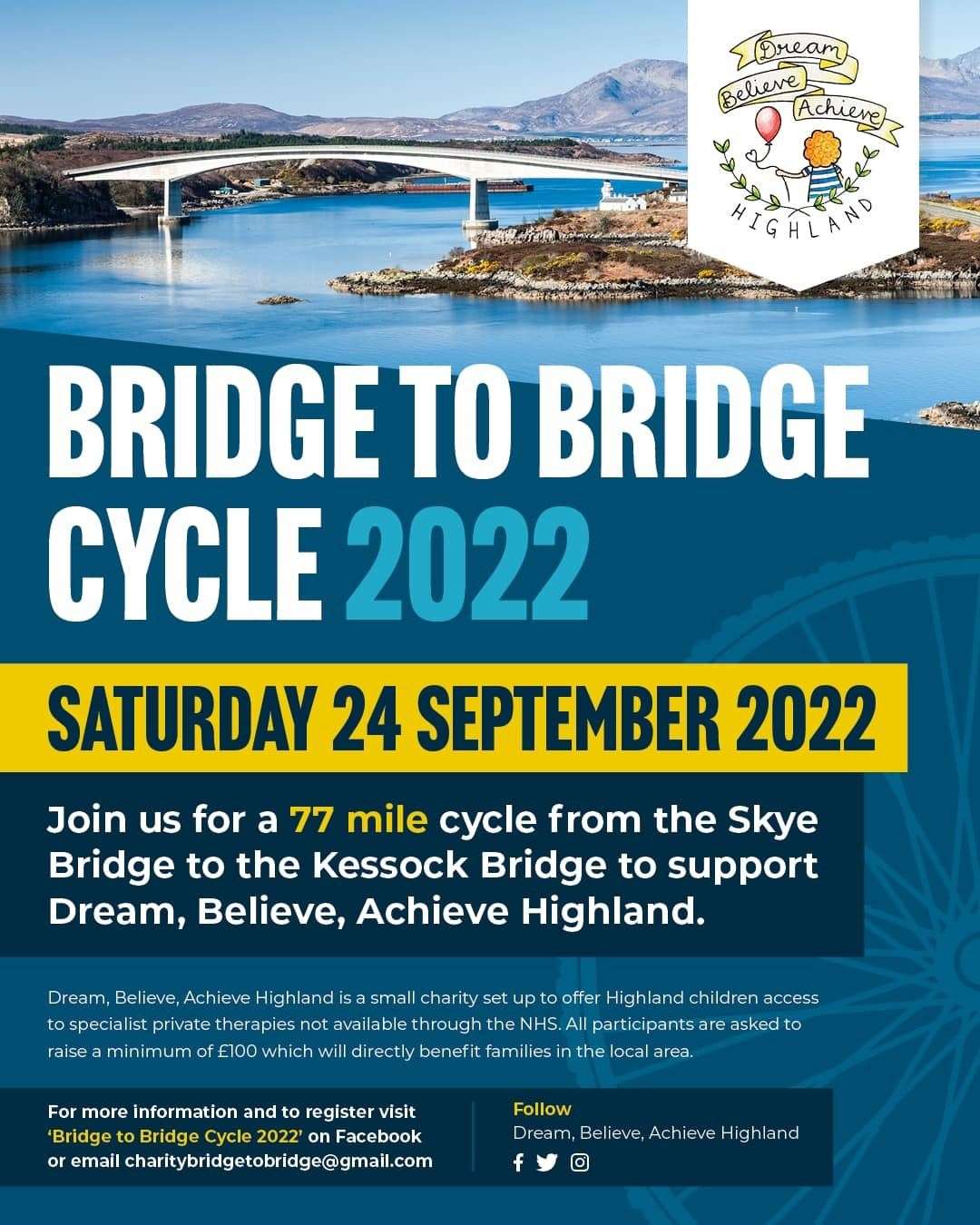 Event details for the Bridge to Bridge challenge for Dream Believe Achieve