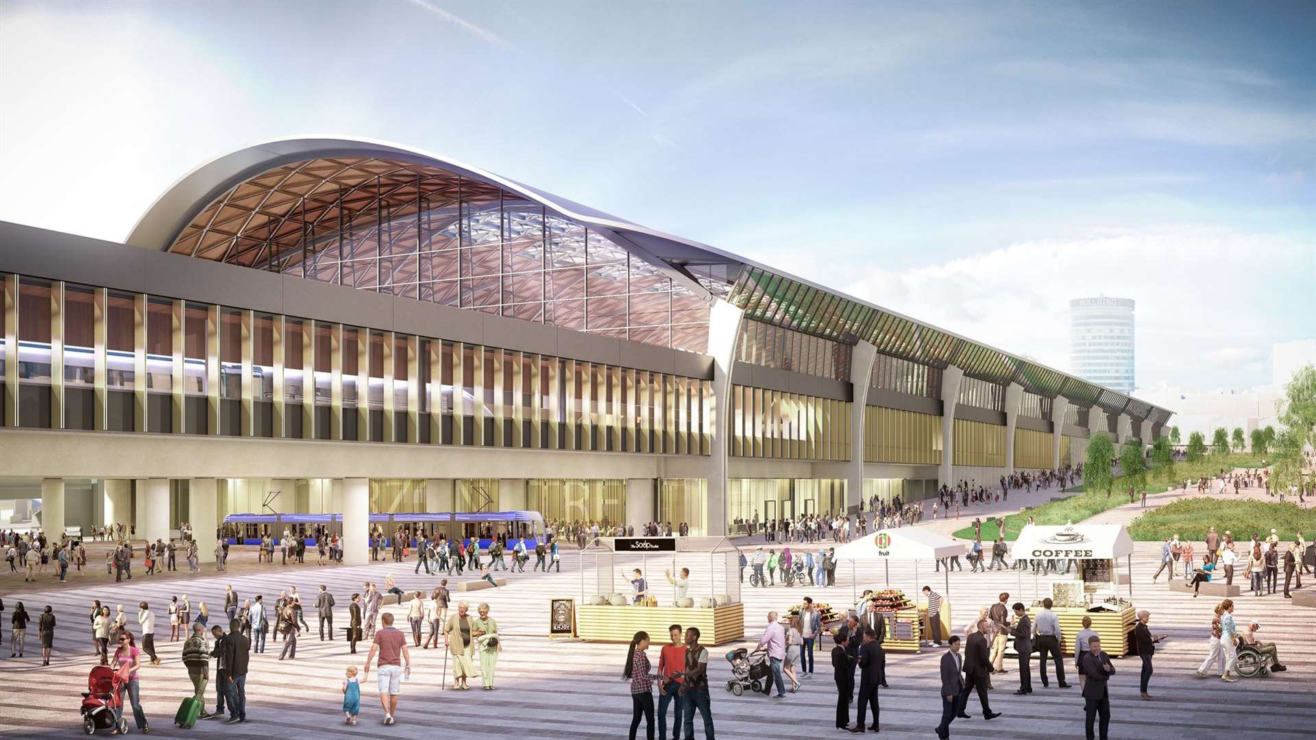 La construction serait à quelques pas de la station HS2 Curzon Street prévue, qui devrait ouvrir en 2029. (Grimshaw Architects / PA)
