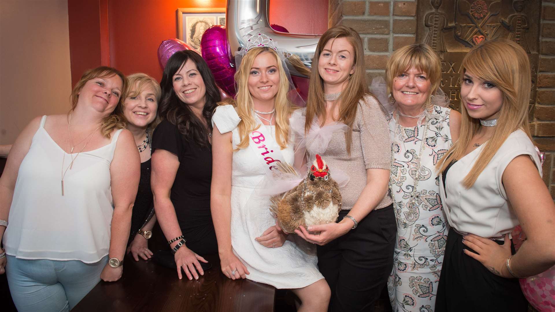 Angelina Campbell (centre) out on her hen night.