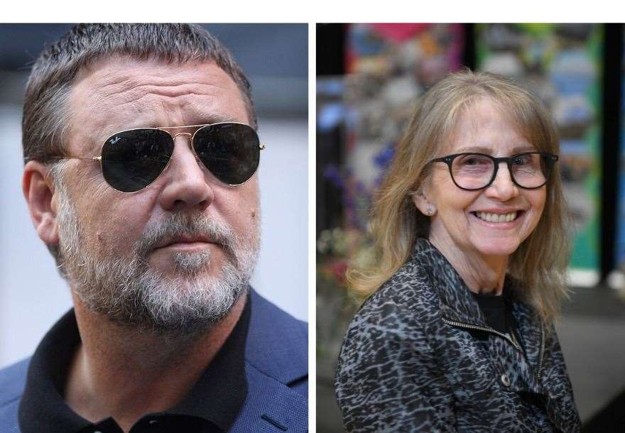 Russel Crowe and Provost Glynis Campbell Sinclair.