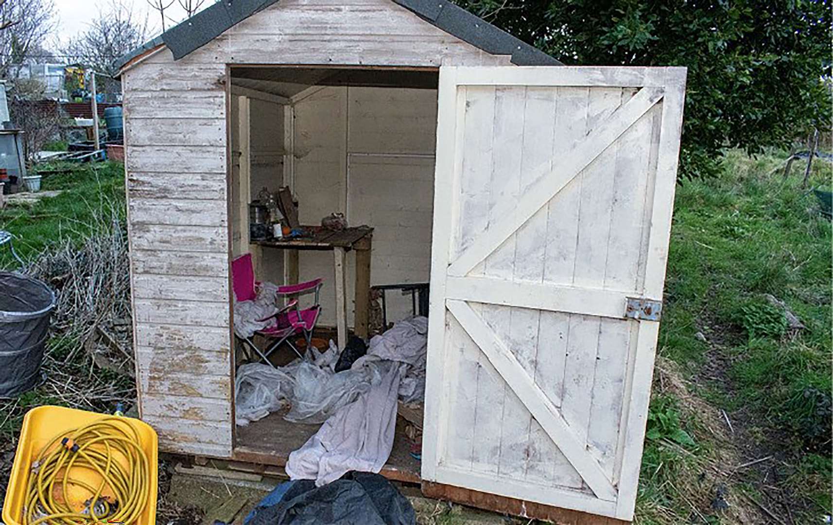 A shed in Lower Roedale Allotments, East Sussex, where a Lidl bag was found to contain the body of Victoria (Met Police/PA)