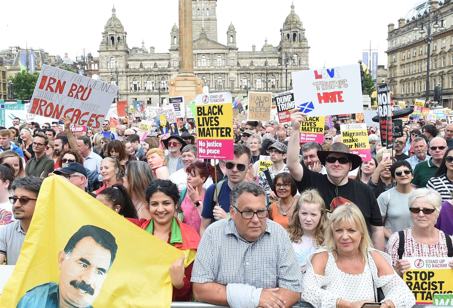 A Scotland United Against Trump protest was held in Glasgow during his last visit to the country (Lesley Martin/PA)