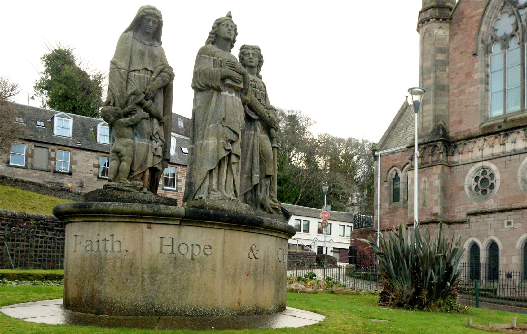 Three Graces statues next to Ness Bank Church. Picture: James Mackenzie