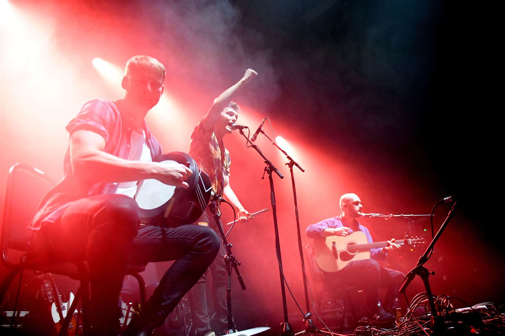 Ewan Baird (left), Ali Levack and guitarist Pablo Fuente of Project Smok. Picture: James Mackenzie
