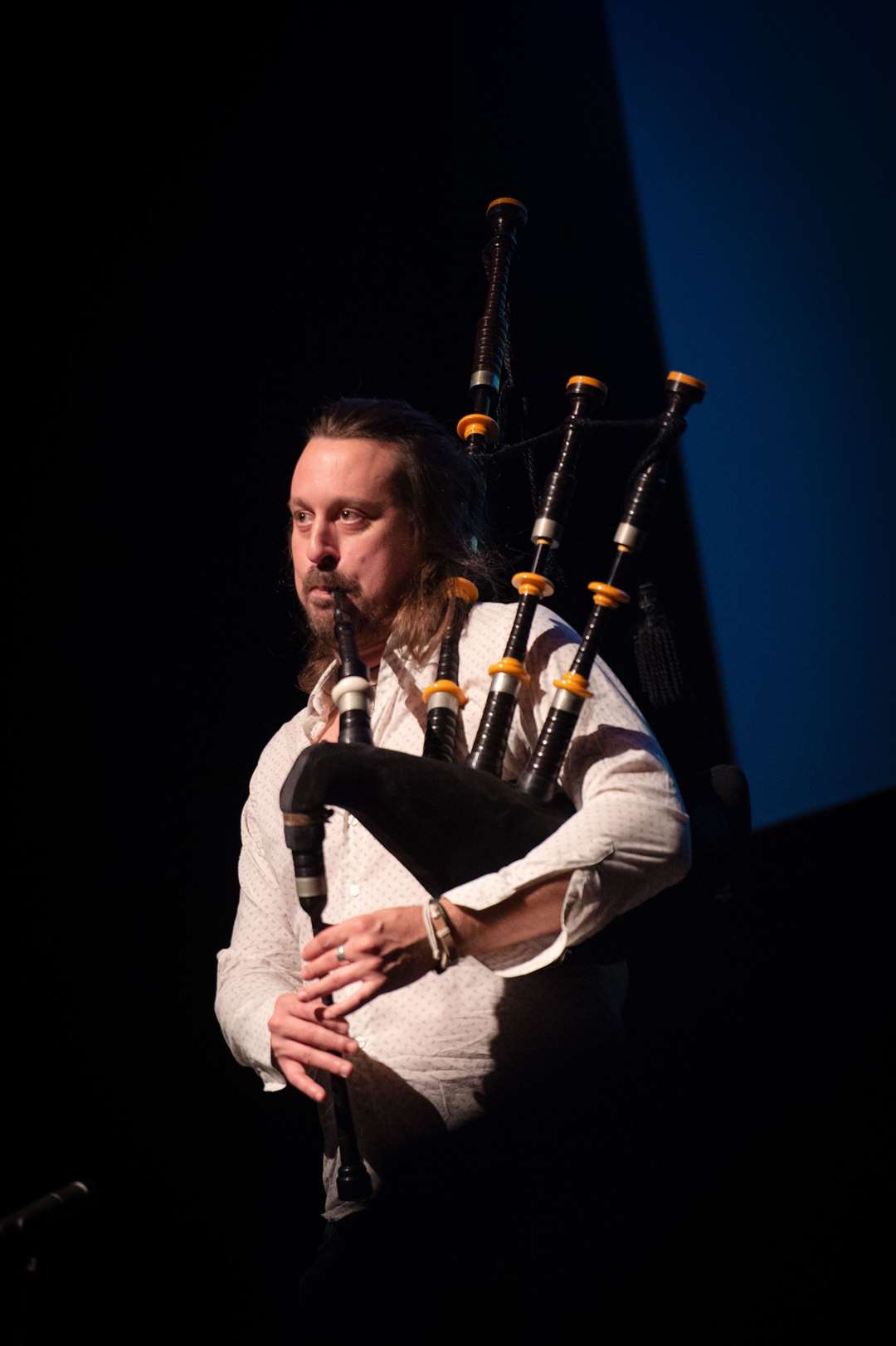 Piper and whistle-player Ross Ainslie. Picture: Callum Mackay