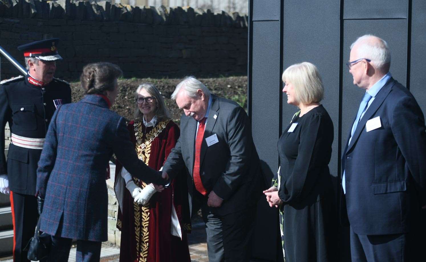Princess Anne is welcomed to the Rural and Veterinary Innovation Centre.