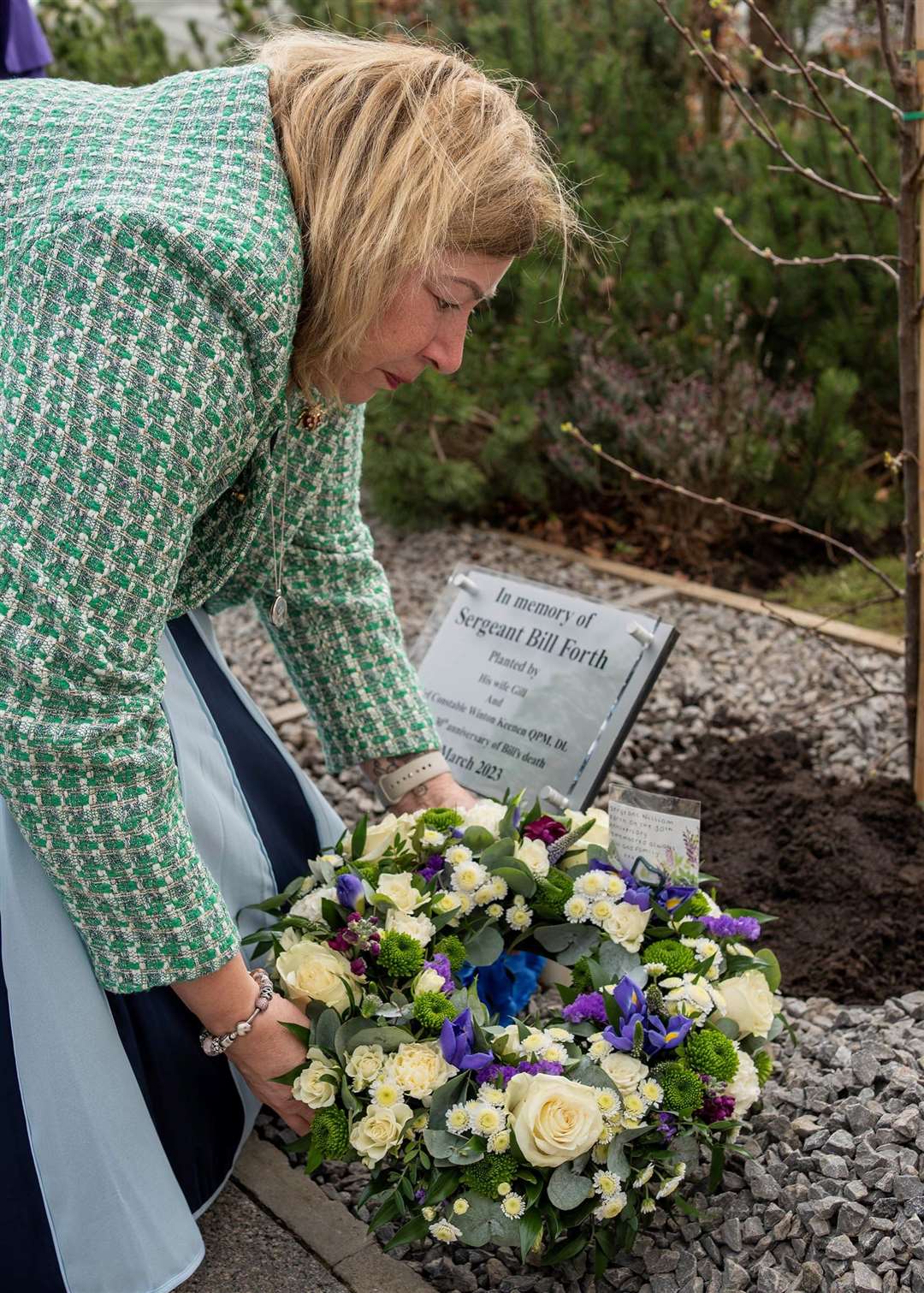 Mr Forth’s widow, Gill Merrin, at a memorial for her late husband last year (Northumbria Police/PA)