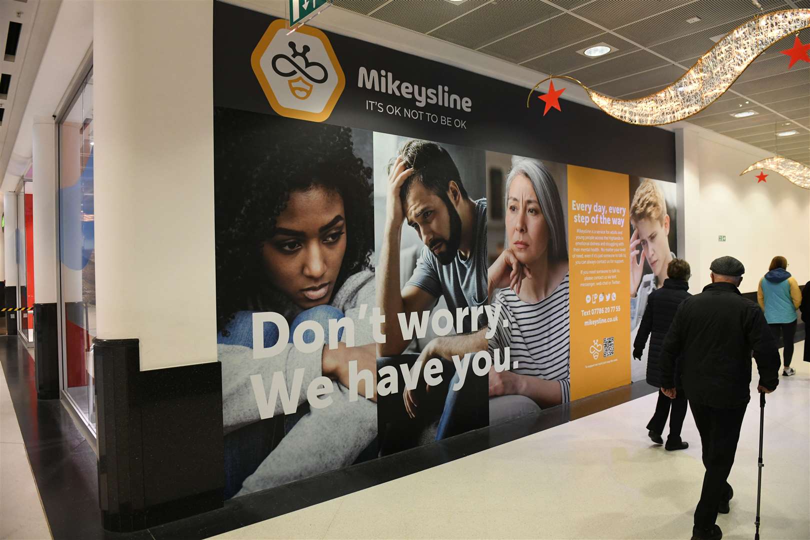 The new Mikeysline poster is in the corridor connecting Eastgate shopping centre to the Morrisons car park. Picture: James Mackenzie.