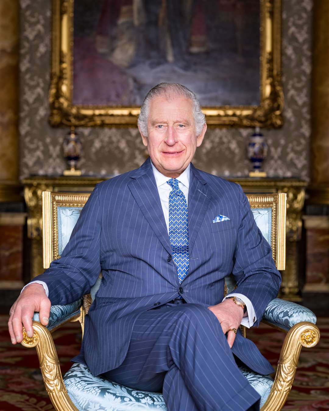 A picture of the King taken in the Blue Drawing Room at Buckingham Palace (Hugo Burnand/Royal Household 2023/PA)