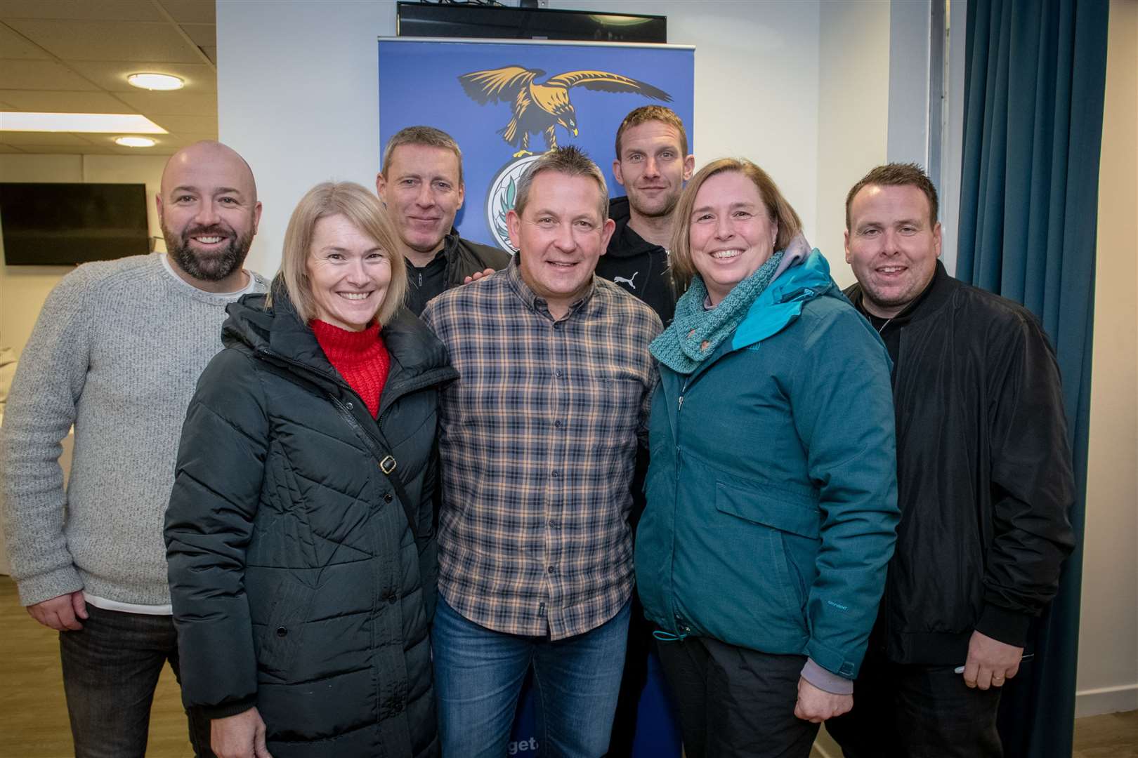 Shelagh Kerr and Lynne Falconer with Billy Dodds and the rest of the coaching staff. Picture: Callum Mackay