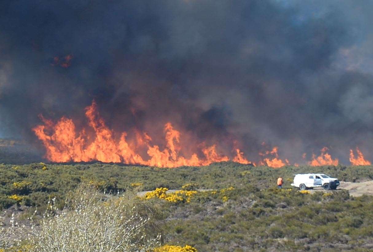 Gorse fire at at the firing range at Fort George. Picture: Gary Anthony