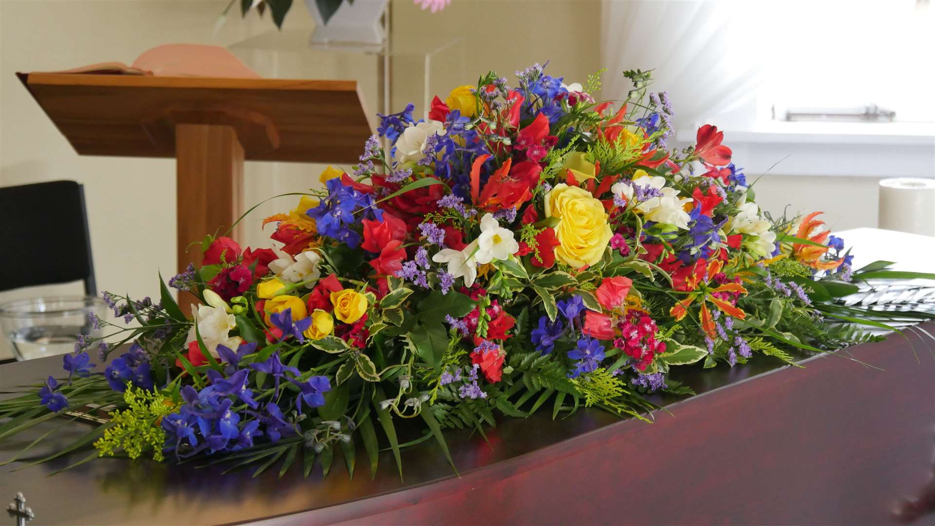 Many families choose bright, colourful flowers to celebrate a life lived.
