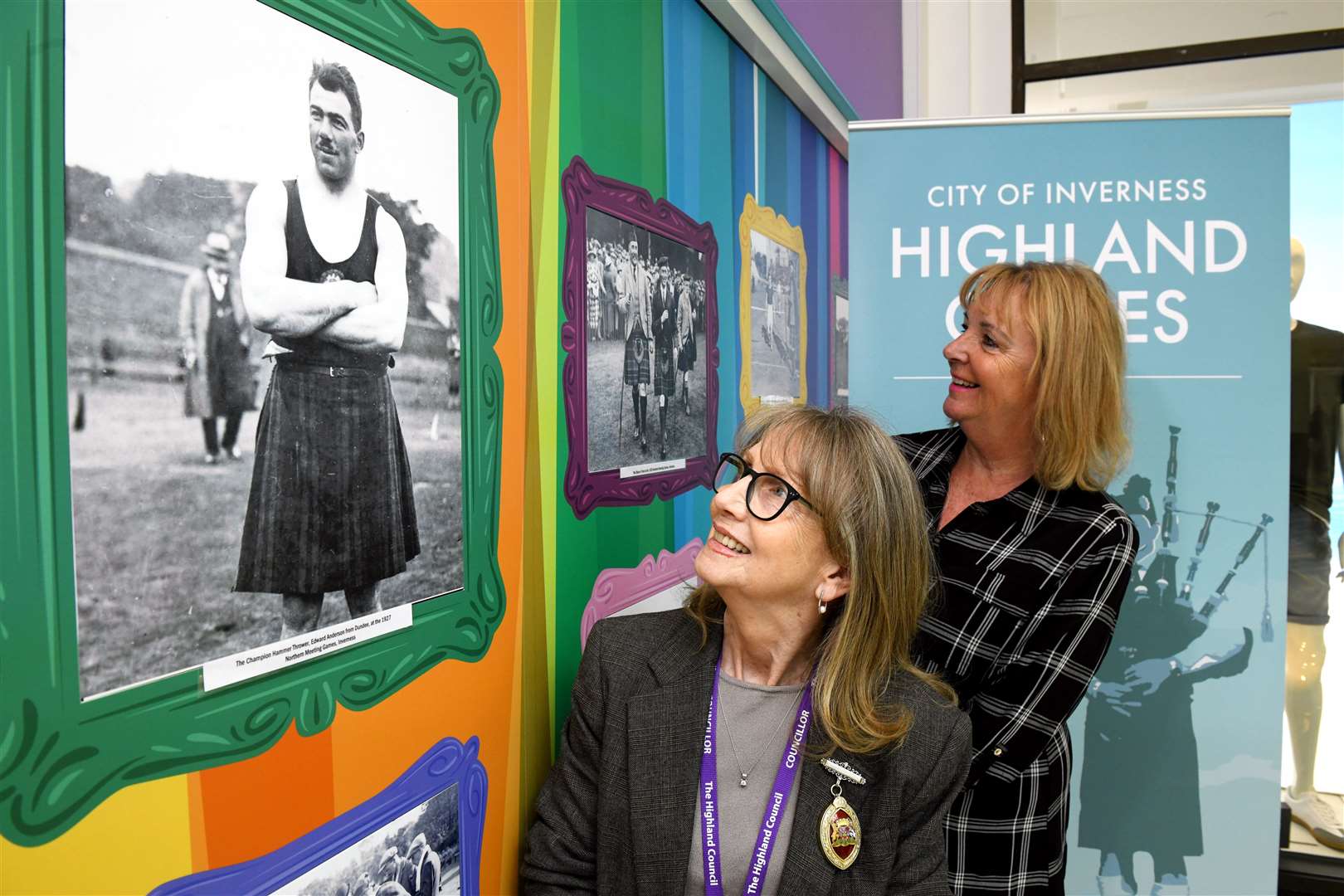 Inverness Provost Glynis Campbell-Sinclair and Jackie Cuddy, Eastgate Shopping Centre manager, take at look at the images.