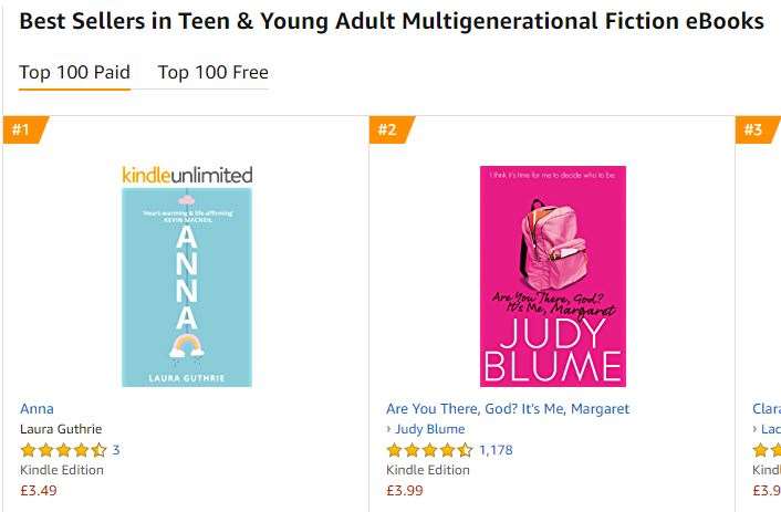 The Amazon chart showing Laura's book at number one.