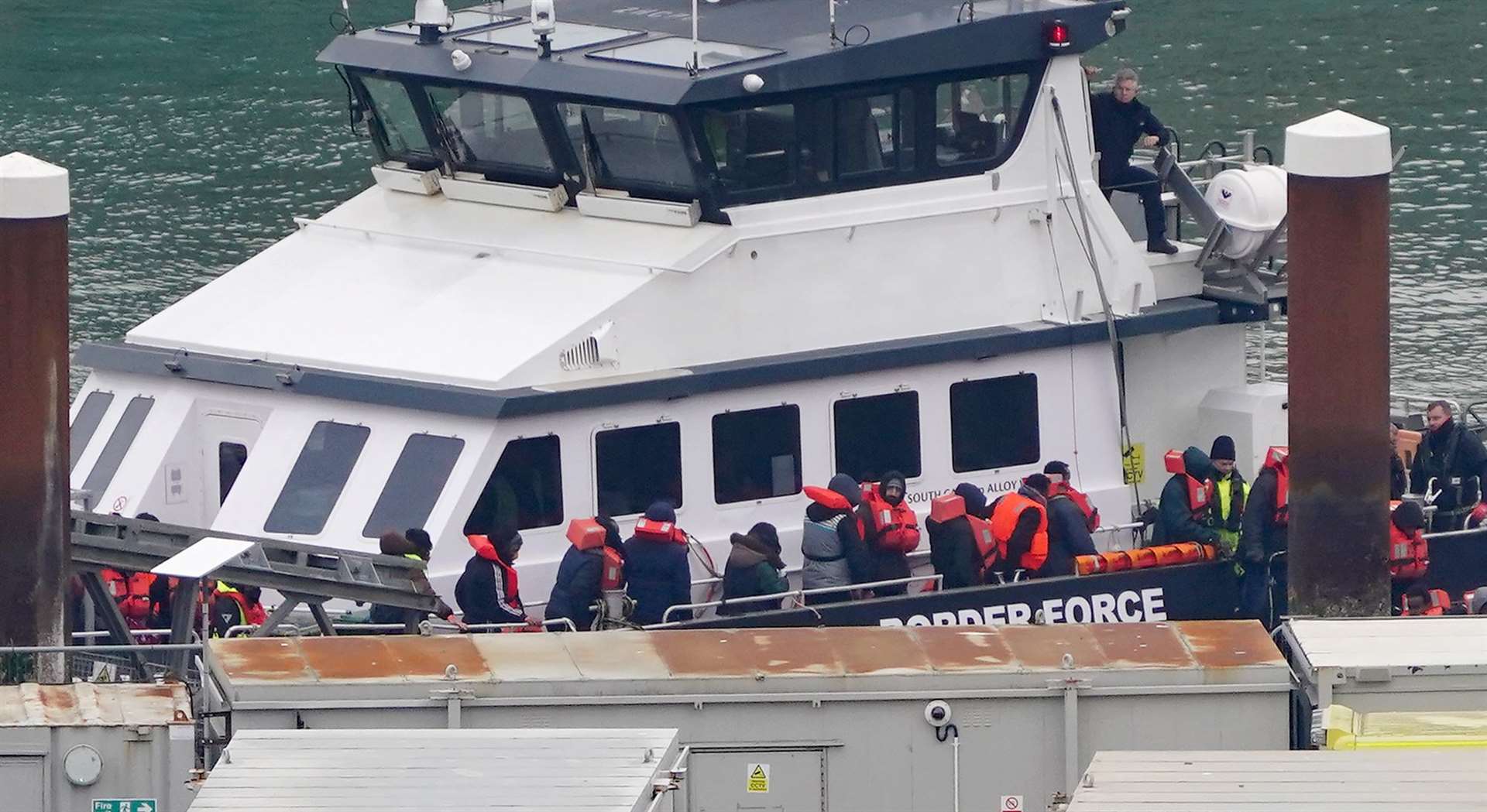 A group of people thought to be migrants were brought in to Dover, Kent, from a Border Force vessel on Wednesday following a small boat incident in the Channel (Gareth Fuller/PA)
