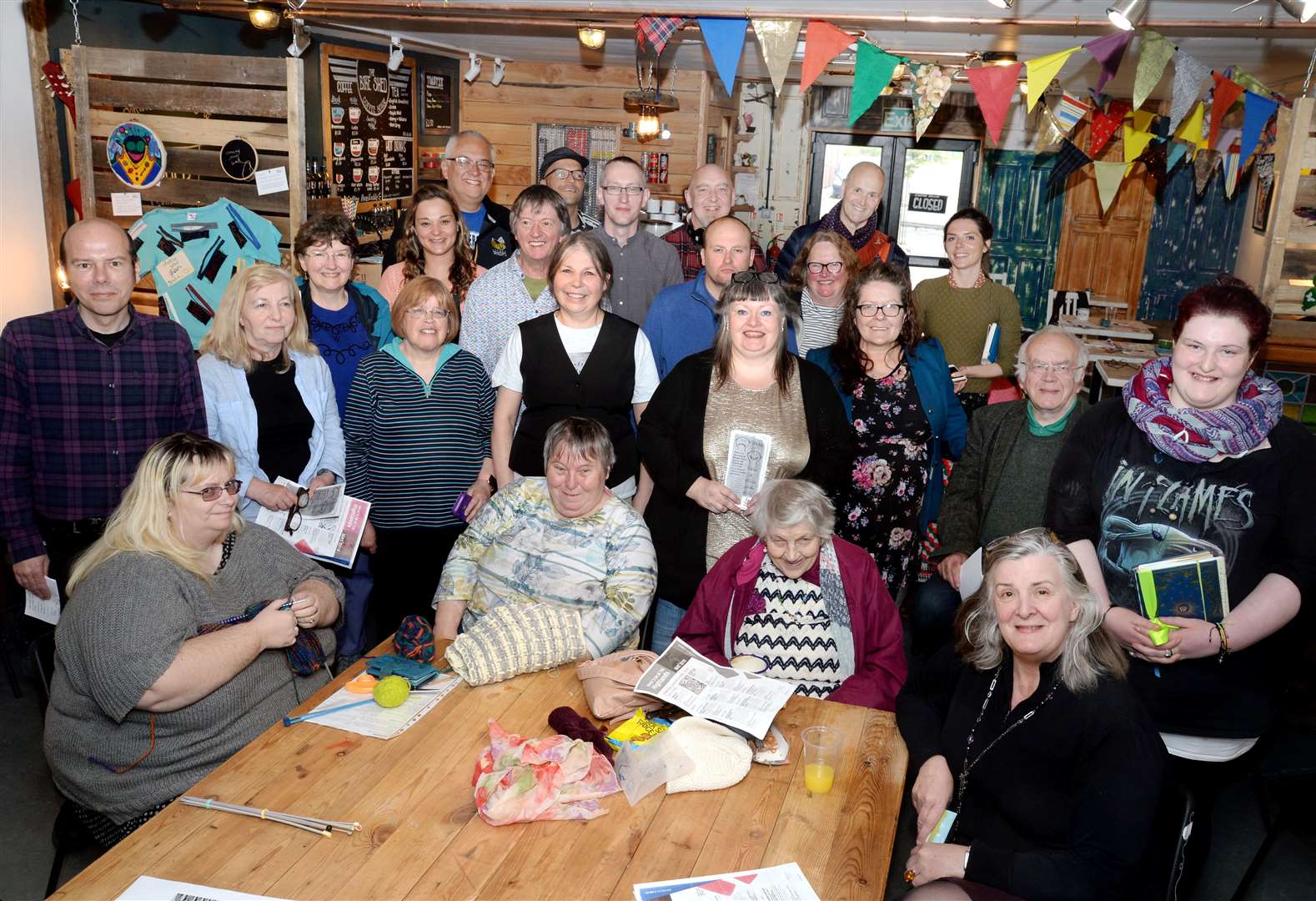 Organisers and participants at the launch of the Scottish Mental Health Arts Festival Highland at the Bike Shed in Merkinch, Inverness...Picture: Gair Fraser. Image No. 043864.