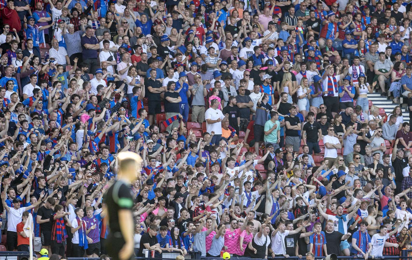 Inverness Caledonian Thistle fans in their thousands at Hampden Park. Picture - Ken Macpherson