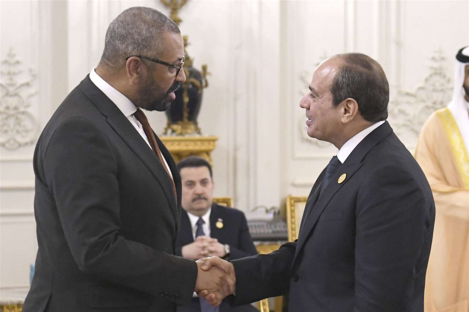 Foreign Secretary James Cleverly meets Egyptian President Abdel Fattah El-Sisi (Egyptian Presidency Media Office/AP)