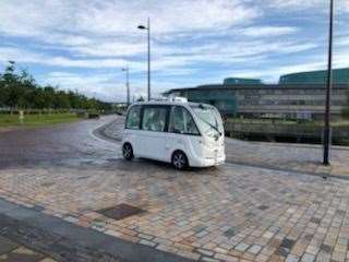Driverless bus at Inverness Campus.