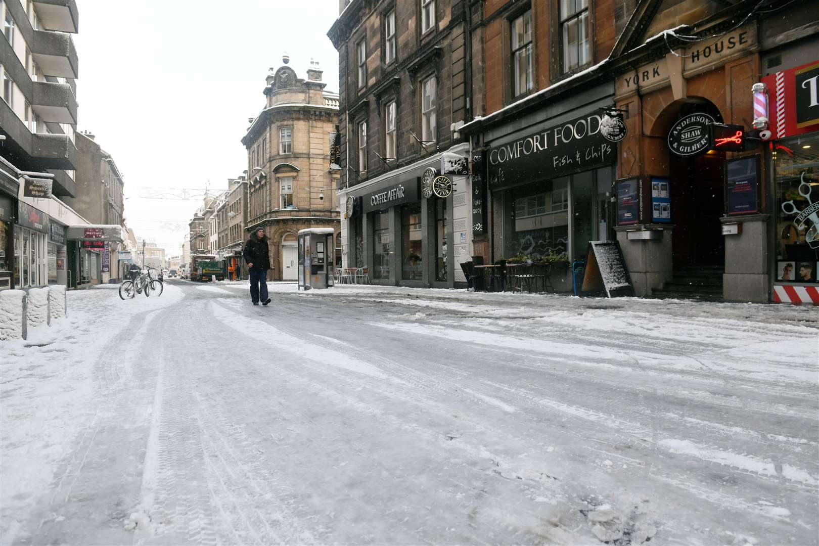 Icy road in Church Street. Picture: James Mackenzie