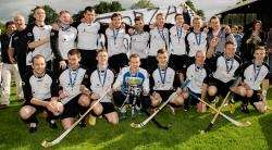 Winners Lovat celebrate their RBS MacTavish Cup victory against Glenurquhart at the Bught Park in Inverness.