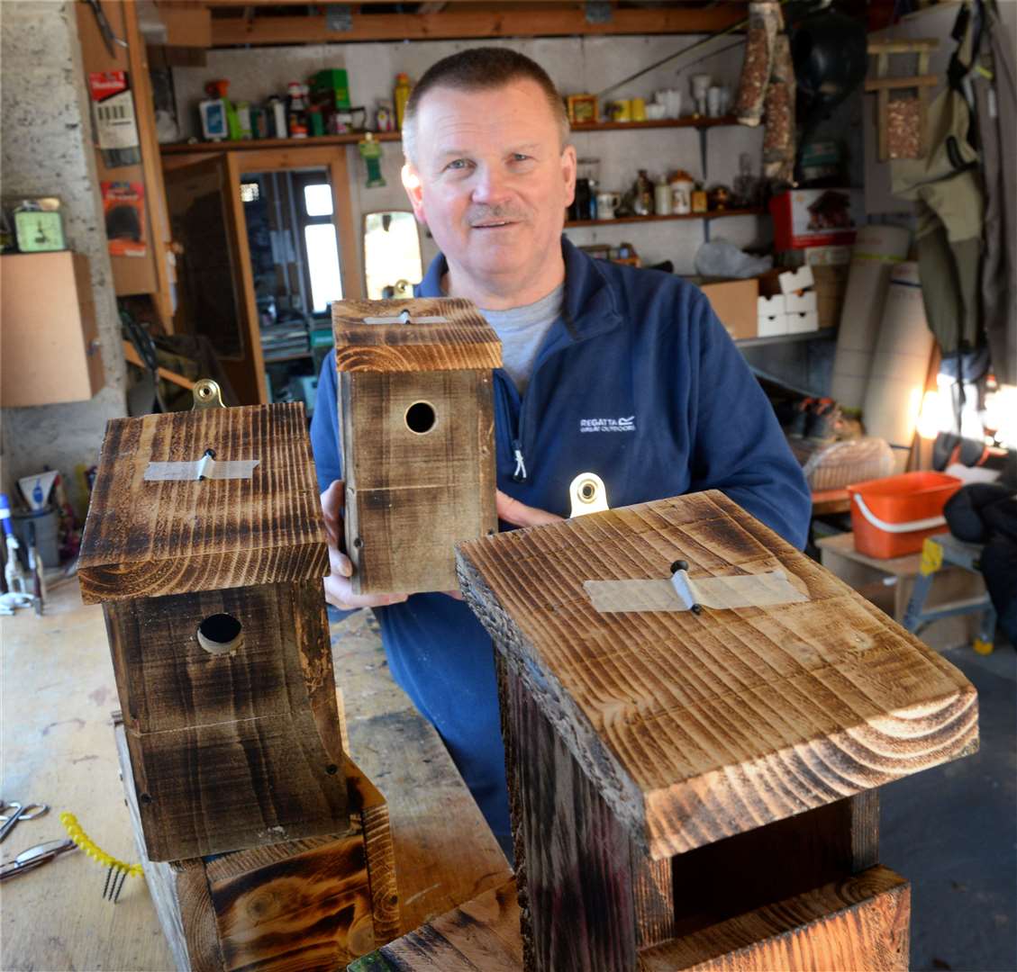 David McIntosh has been making and selling bird boxes to raise money for the Highland Hospice. Picture: Gary Anthony.