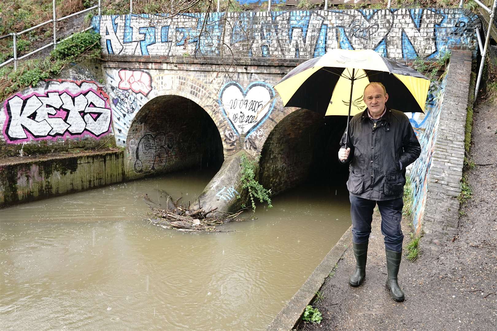 Liberal Democrat leader Sir Ed Davey by the Hogsmill River in Berrylands, south-west London (Aaron Chown/PA)