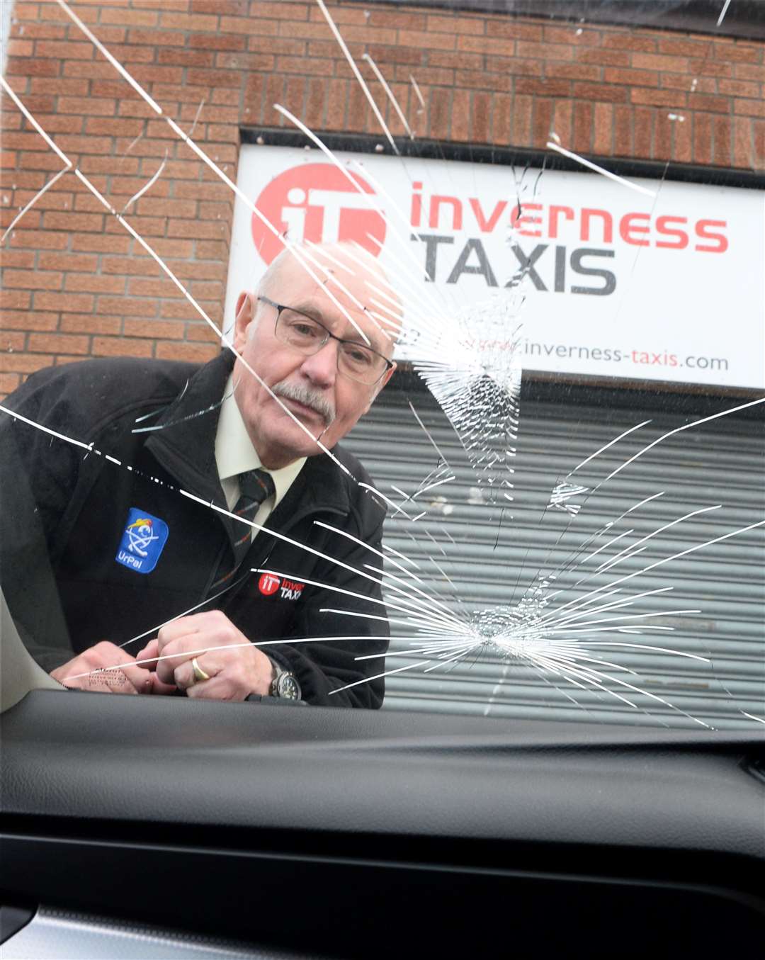 Taxi driver Ron Fleming who carried on after debris broke his windscreen during Storm Arwen. Picture: Gary Anthony