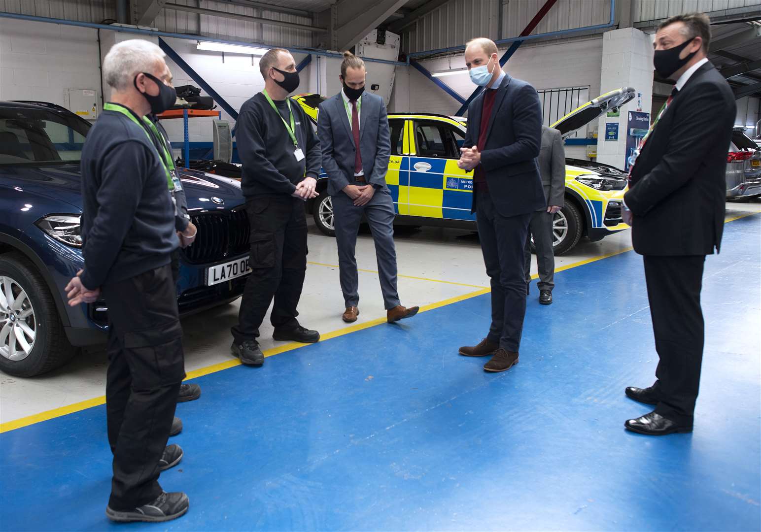 The duke joked ‘We’re always breaking your vehicles’, when told the company works on cars for Scotland Yard’s royalty protection department (David Rose/The Daily Telegraph)