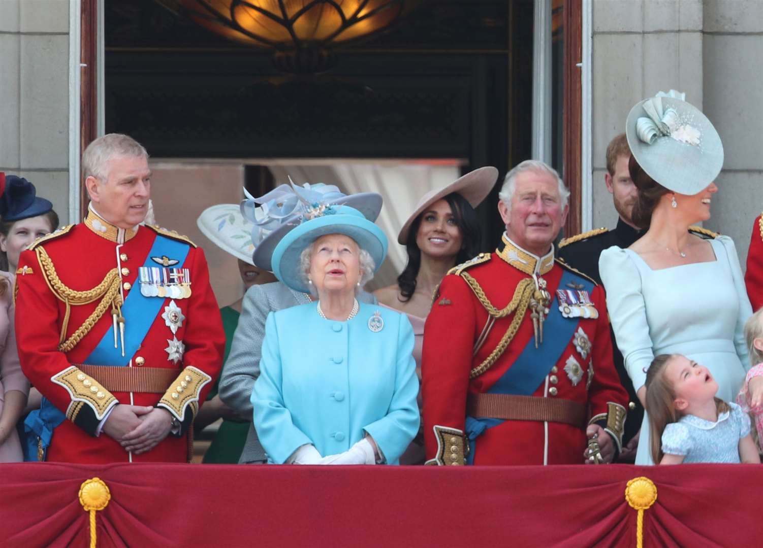 Queen Elizabeth II with the royal family on the Buckingham Palace balcony in 2018 (Yui Mok/PA)
