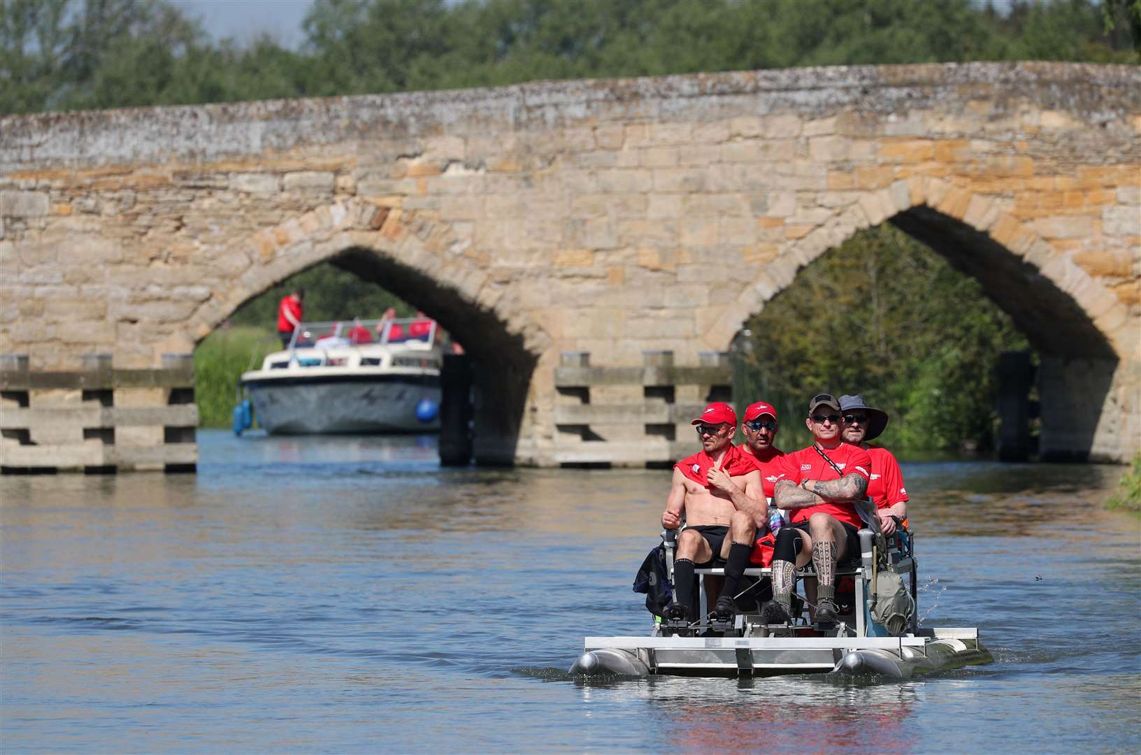The team pedalled from Lechlade in Gloucestershire to Teddington in south-west London in just over two days (Jonathan Brady/PA)