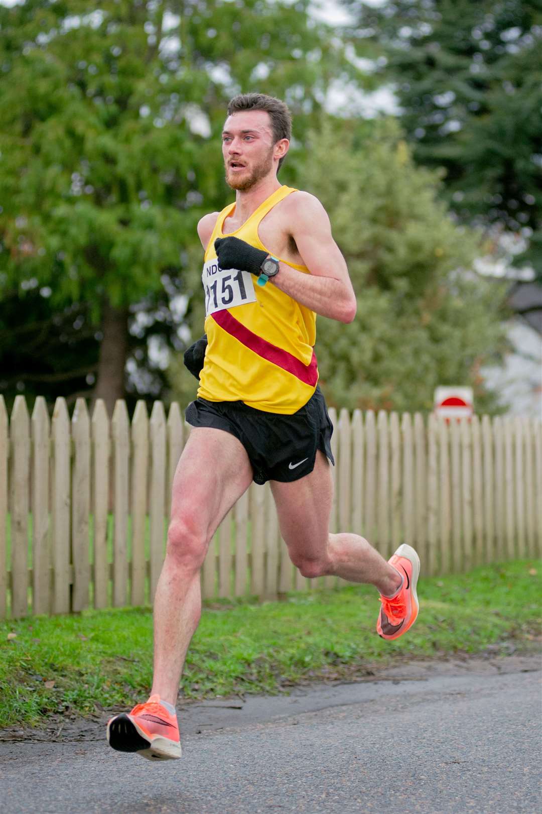 1st overall - Inverness Harriers' Sean Chalmers (#1151) with a time of 29:55...The 'Back to Basics' 10k race, held on the back roads to the north of Forres. ..Picture: Daniel Forsyth..