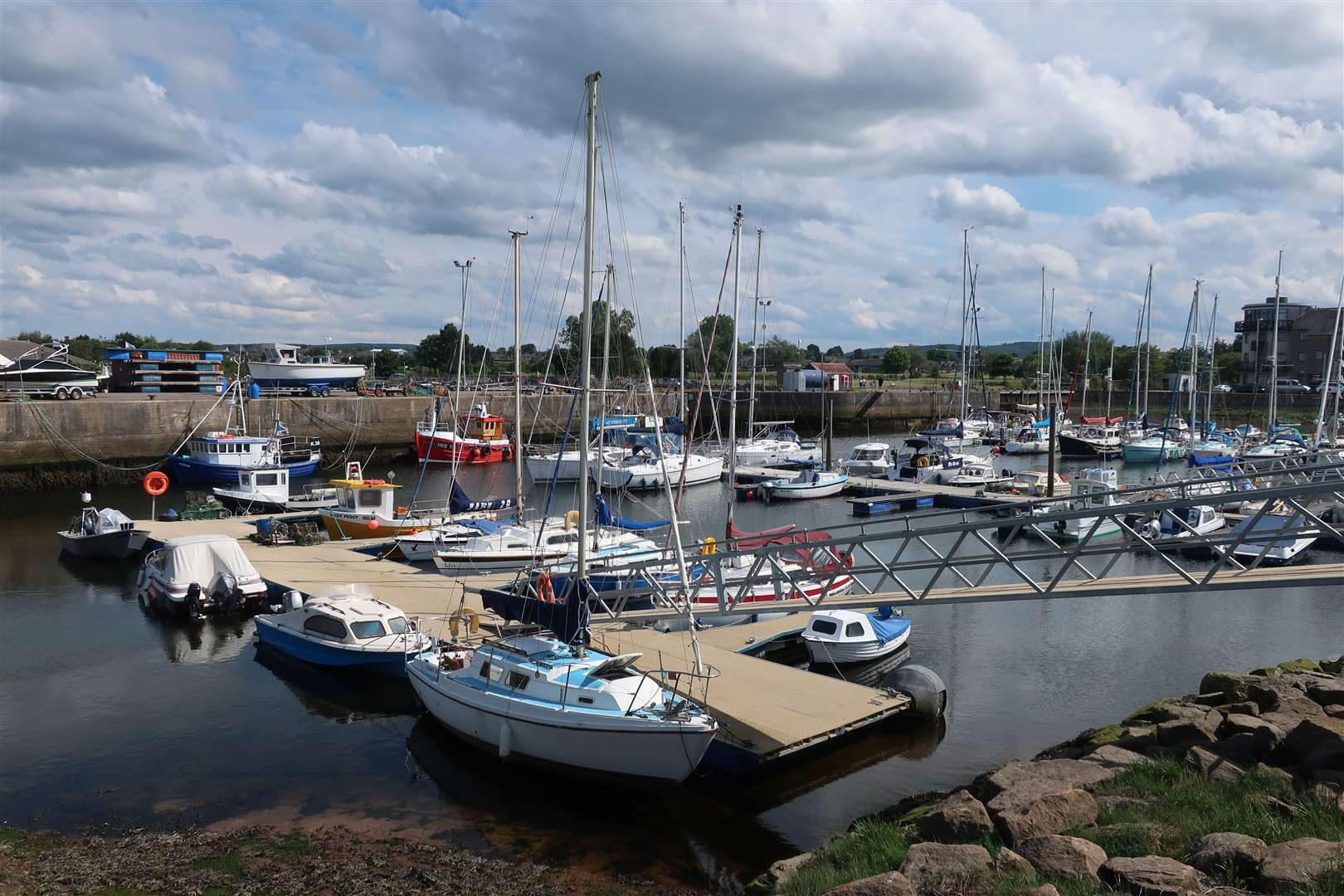 Nairn harbour which could be hit by thunderstorms tomorrow.