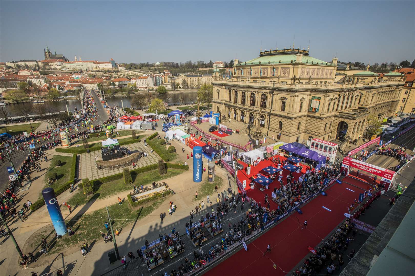 The finish area beside the Rudolfinum concert hall and gallery in Prague. Picture: RunCzech