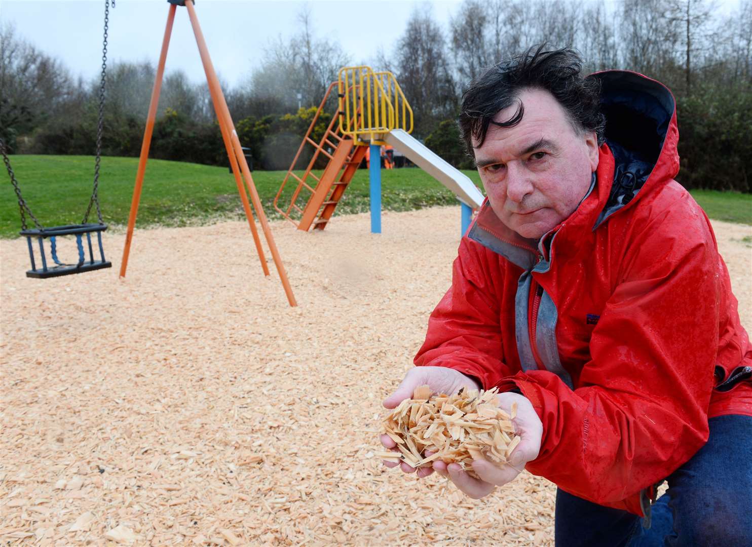 Councillor Ken Gowans at Burn Brae play park which has had fresh bark put down...Picture: Gary Anthony..